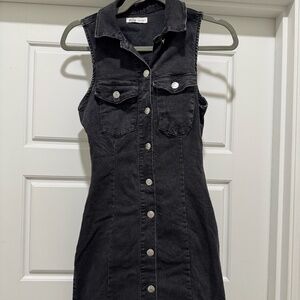 ZARA Authentic Denim by TRF Black Button Denim Dress